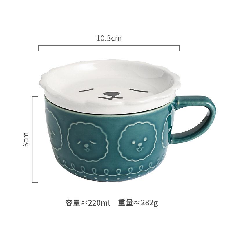 Cute Cartoon Cat Ceramic Mug with Lid Cup