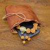 European and American Retro Style Top Layer Cowhide Money Bag, Hand Polished Portable Coin Bag, Drawstring Pocket, Change Leather Bag, Stationery Bag