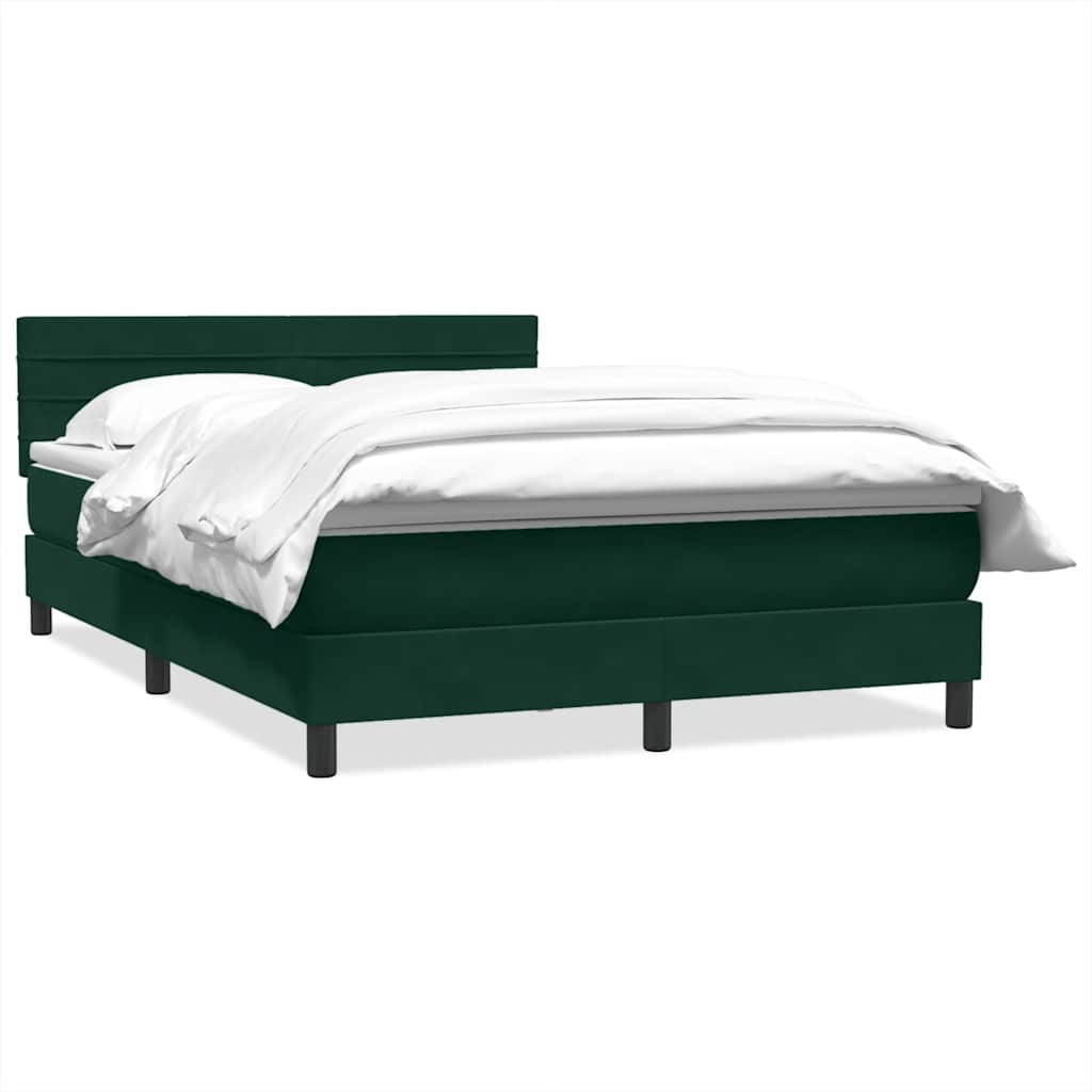 Box Spring Bed with Mattress Dark Green 160x220 cm Velvet