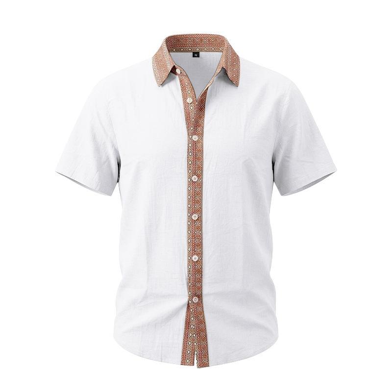 Men S Short Sleeve Casual Linen Blend Summer Shirt S белый