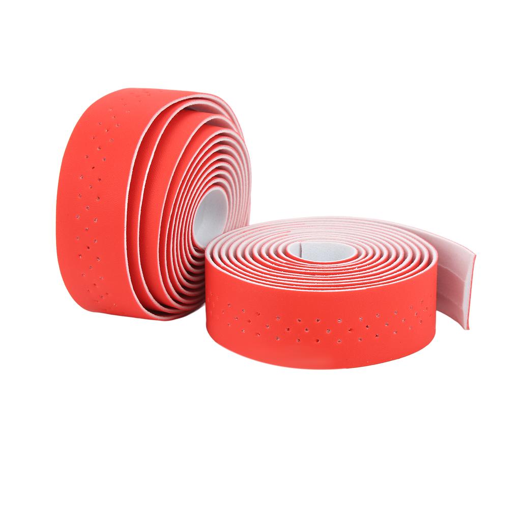 1 Pair Waterproof Bicycle Handlebar Tape Skid Resistance PU Leather Road Vehicle Handlebar TapeRed