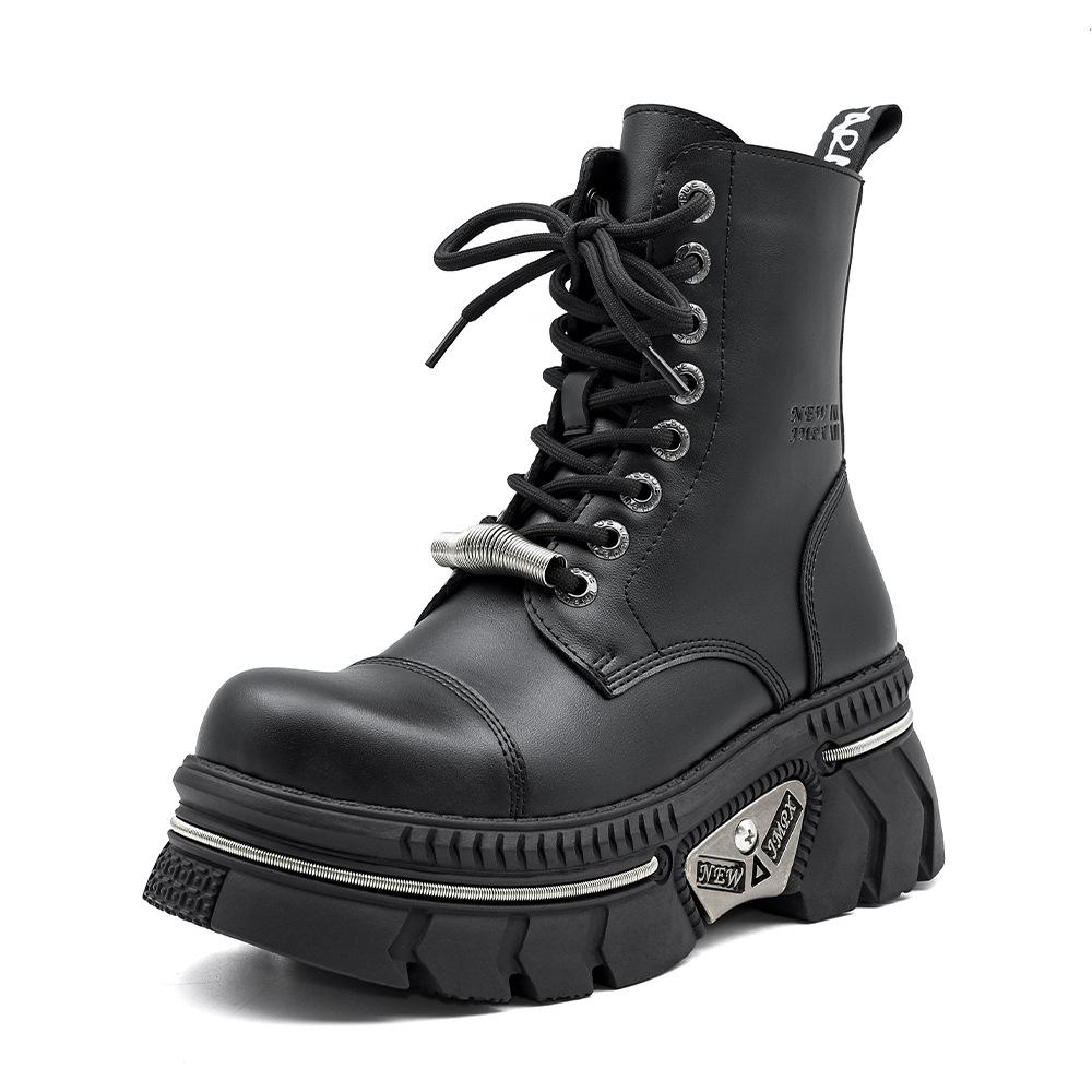 

Gothic Platform Boots Women Summer Punk Chunky Heel Dark Boots Metal Decor 43 чёрный