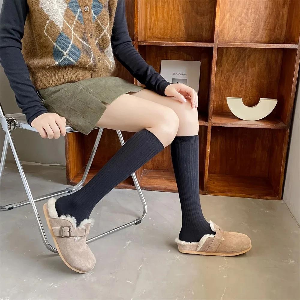 Women Knee Socks White Cotton Stockings Lolita Y2k Long Socks Slim Funny Socks For Girls