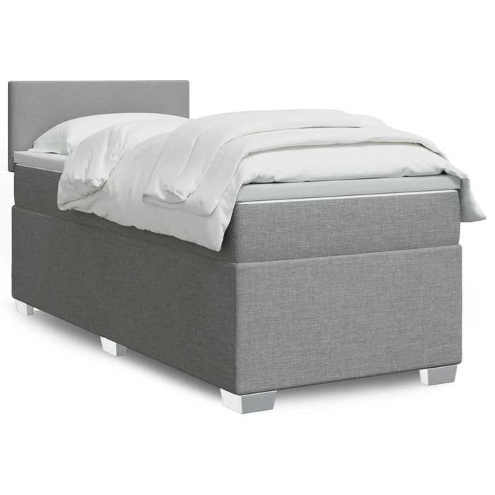 VidaXL Slat Bed Base with Mattress Light Grey 100x200cm Fabric, Bed, Platform Bed, Panel Bed, Furniture of 3288092