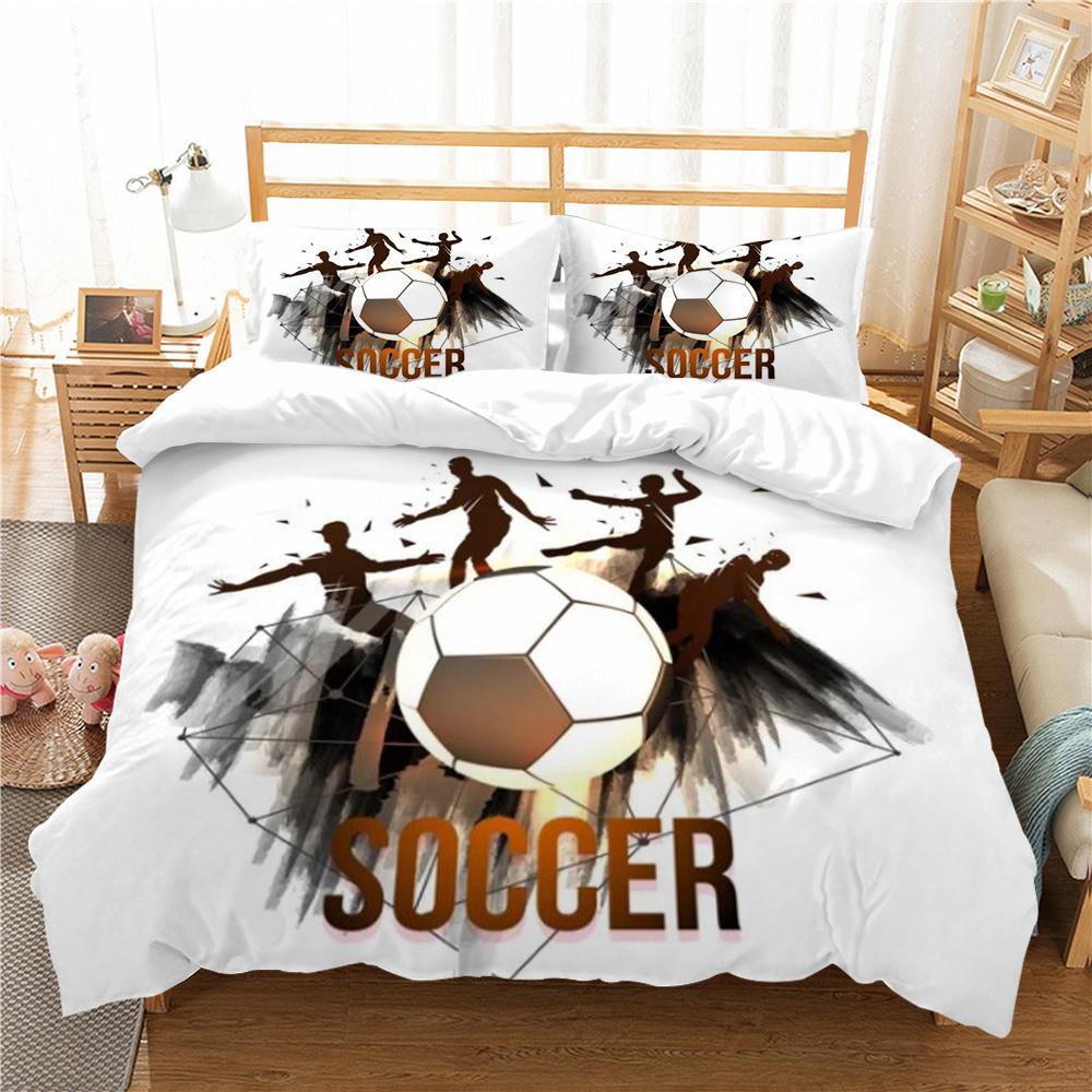 Heißer Verkauf 3D Fußball Malerei Bettbezug-Sets Hochwertige Bettwäsche Anzug König Doppel Größe Atmungsaktiv Schlafzimmer Dekoration Bettbezug-Sets