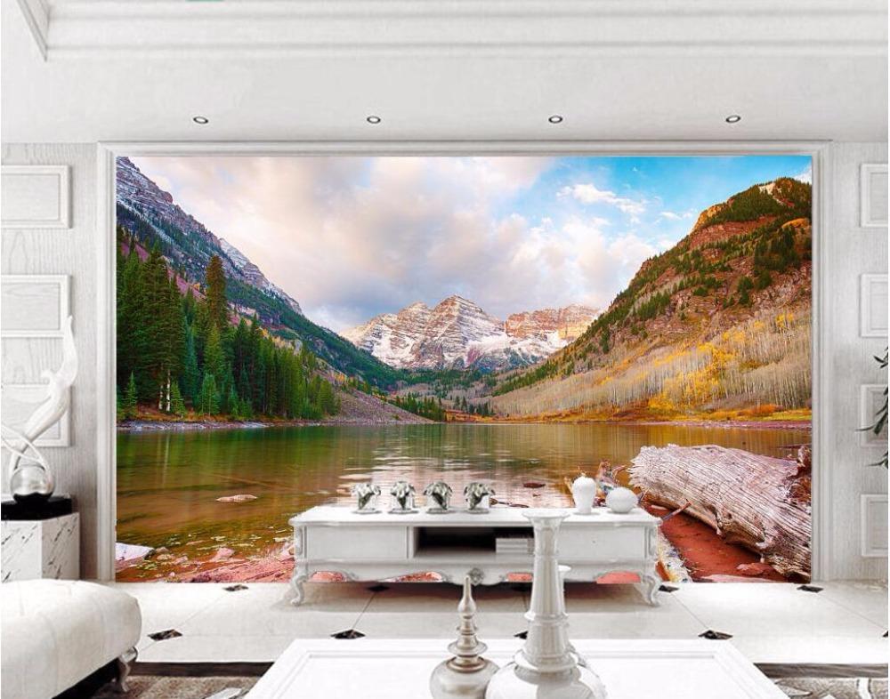 Wandbild Schlafzimmer Natur Schneeberg Seen Landschaft 3D Tapete Heimdekor Wandpapier für Wand