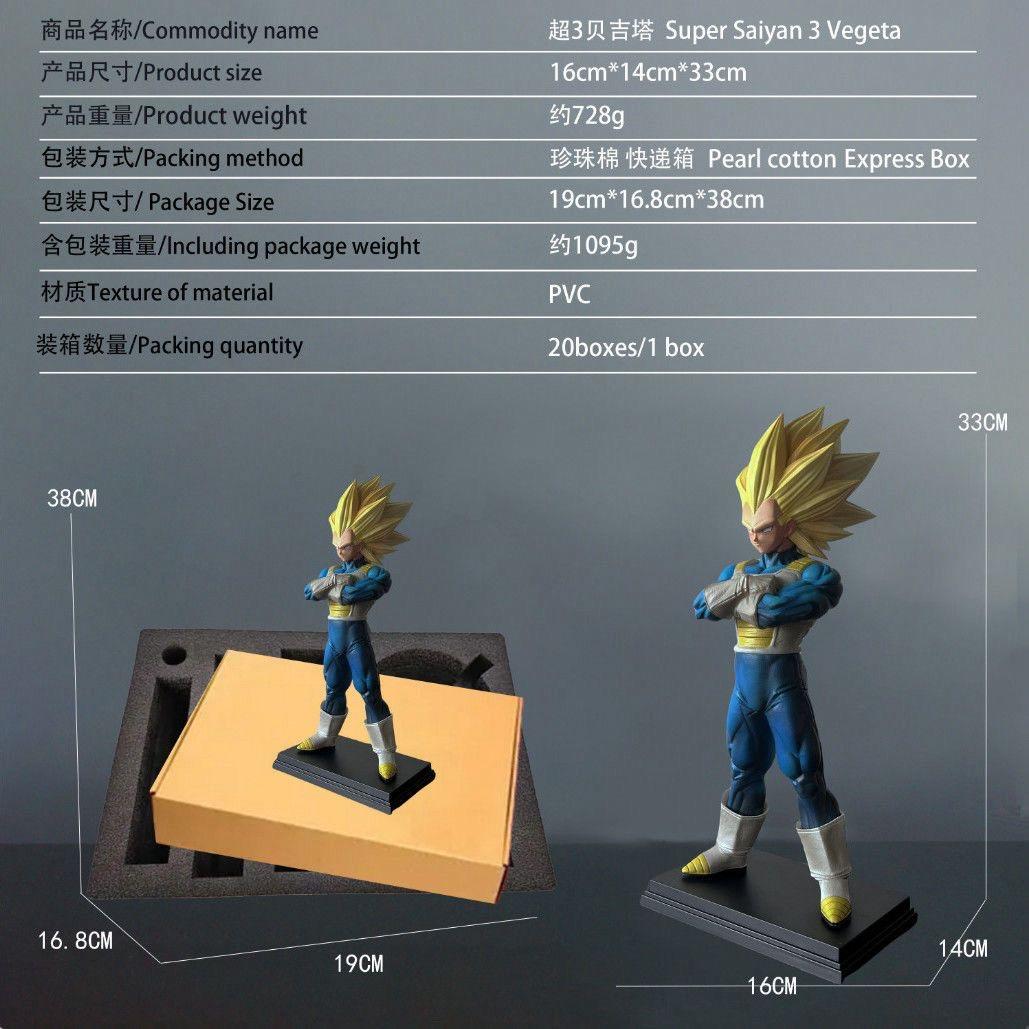 

33 см Студийная статуэтка Dragon Ball Super Saiyan Vegeta, цветные версии, аниме, коллекционная модель, подставка для демонстрации VF 3 2 с круглой сенсорной сжимаемой упругой основой