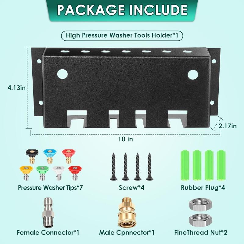 

Ящик для хранения водяного пистолета высокого давления, принадлежности для чистки чайника с пеной, пятицветная насадка, телескопическая стойка для хранения стержней чёрный
