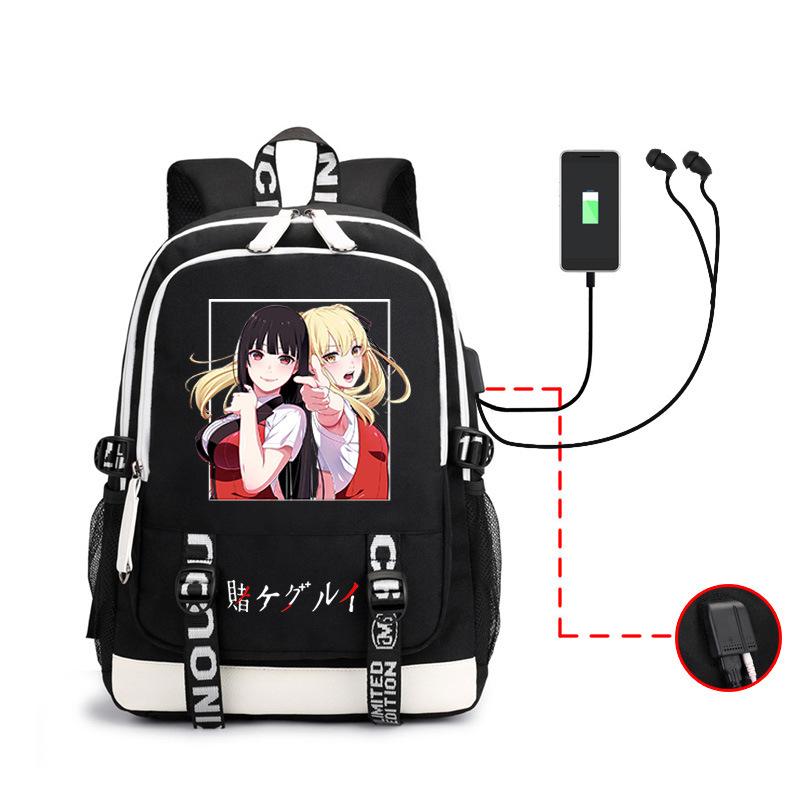 School bag, animation, the abyss of gambling, peripheral multi-function USB earphones, large-capacity men's business backpack