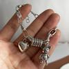 100% Solid 925 Silver Retro Bracelet for Women Men Vintage Handmade Heart Bracelet Birthday Gift