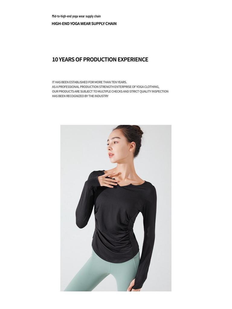 Women's V-neck Long-sleeve Yoga Top - Elegant, Loose, and Breathable for Spring and Autumn Fitness