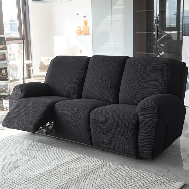 1 2 3 Seater Recliner Sofa Cover Stretch Spandex Lazy Boy Armchair Covers Jacquard Solid Color Couch Slipcovers For Living Room