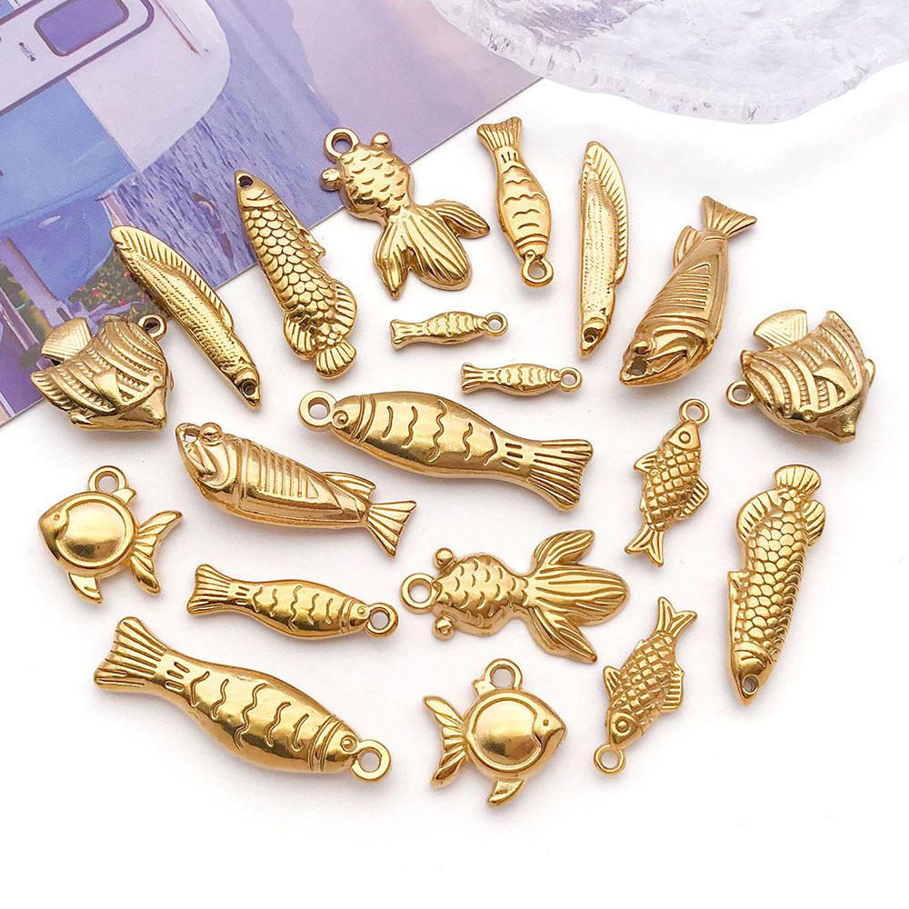 Stainless Steel Tropical Fish Goldfish Pendant Charm for DIY Jewelry.