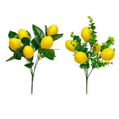 Lifelike Lemon Branch Farmhouse with Green Leaf Vivid Lemon Plant Bouquet for Indoor Outdoor Table Vase Party Garden Porch