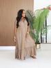TW851 European Sleeveless Ruffle Long Dress - Women's Casual Holiday Button-Down Lapel Style