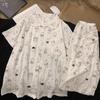Cartoon Miffy Rabbit Cotton Gauze Three-piece Pajamas Women's Summer Short Sleeves Casual Loose Can Be Worn Outside Loungewear