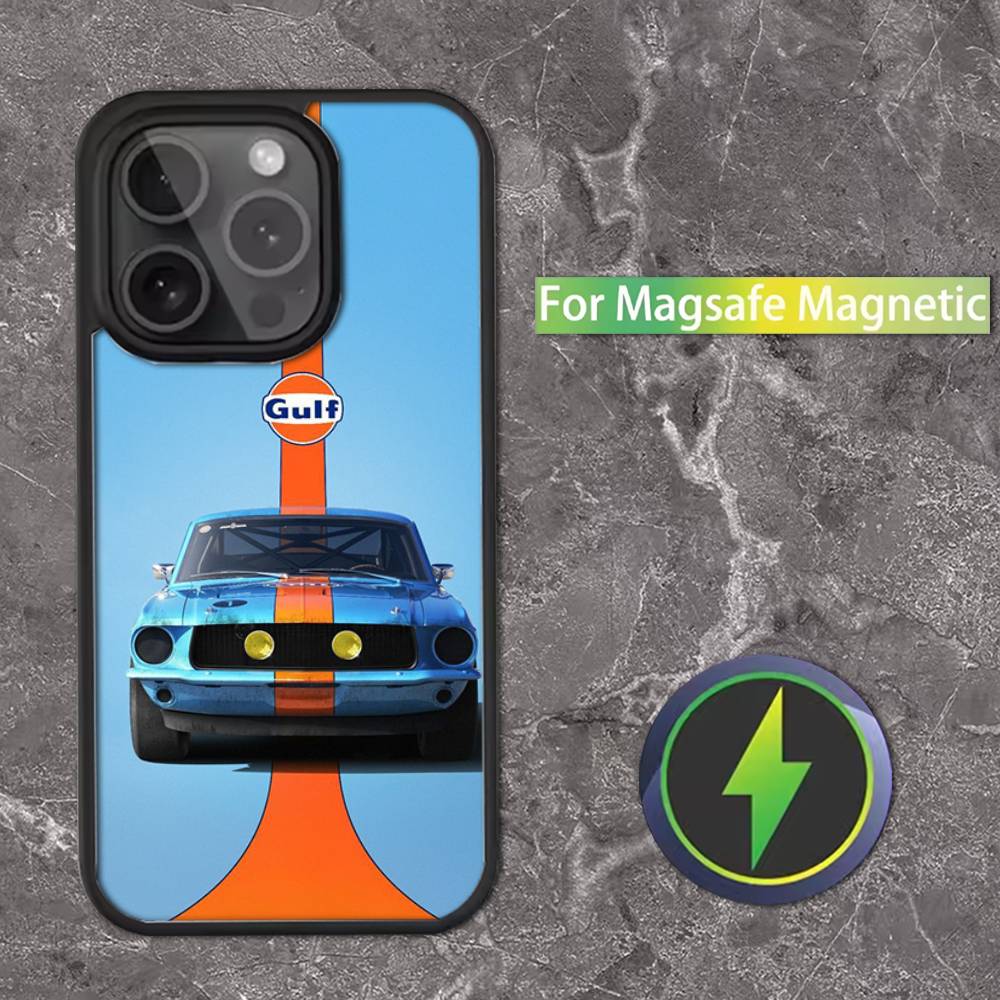 Star G-Gulf Ra-cing Car Phone Case For iPhone 16,15,14,13,12,11,Pro,Max,Plus,Mini,SE Magsafe Magnetic Wireless Charging
