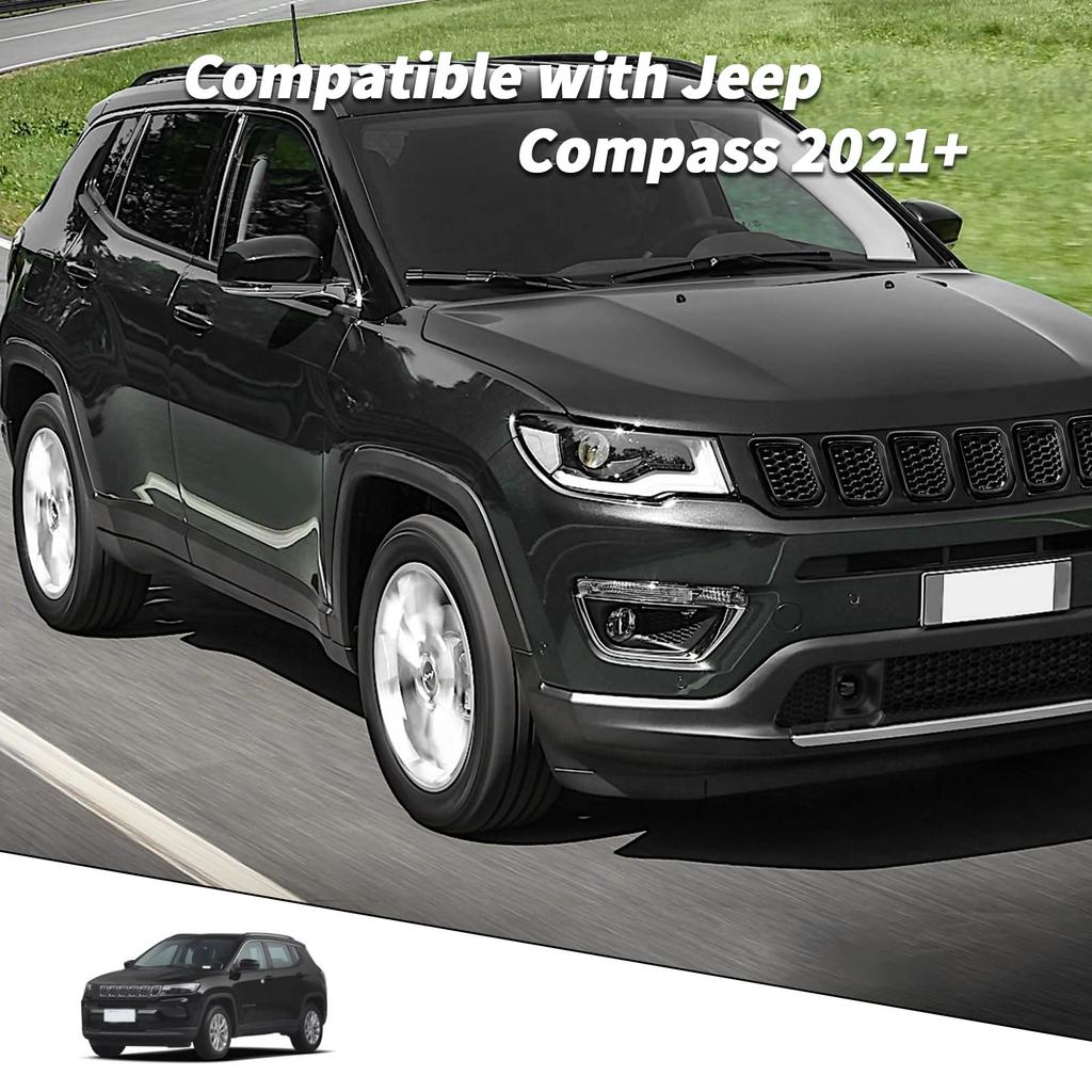 7pcs Front Grille Insert Grille Cover Trim Accessories Compatible with Jeep Compass 202120222023 (Black)