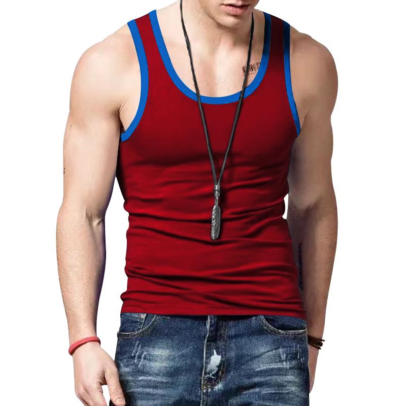 Summer Round Neck 3D Color Blocking Printed Top Fashionable Casual Sleeveless Men's Tank Tops