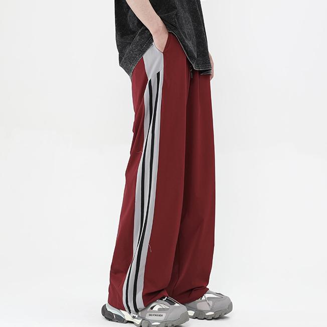 Men's Striped Pants Straight Wide Leg Trousers High Street Loose Casual Trousers Fashion Men Clothing