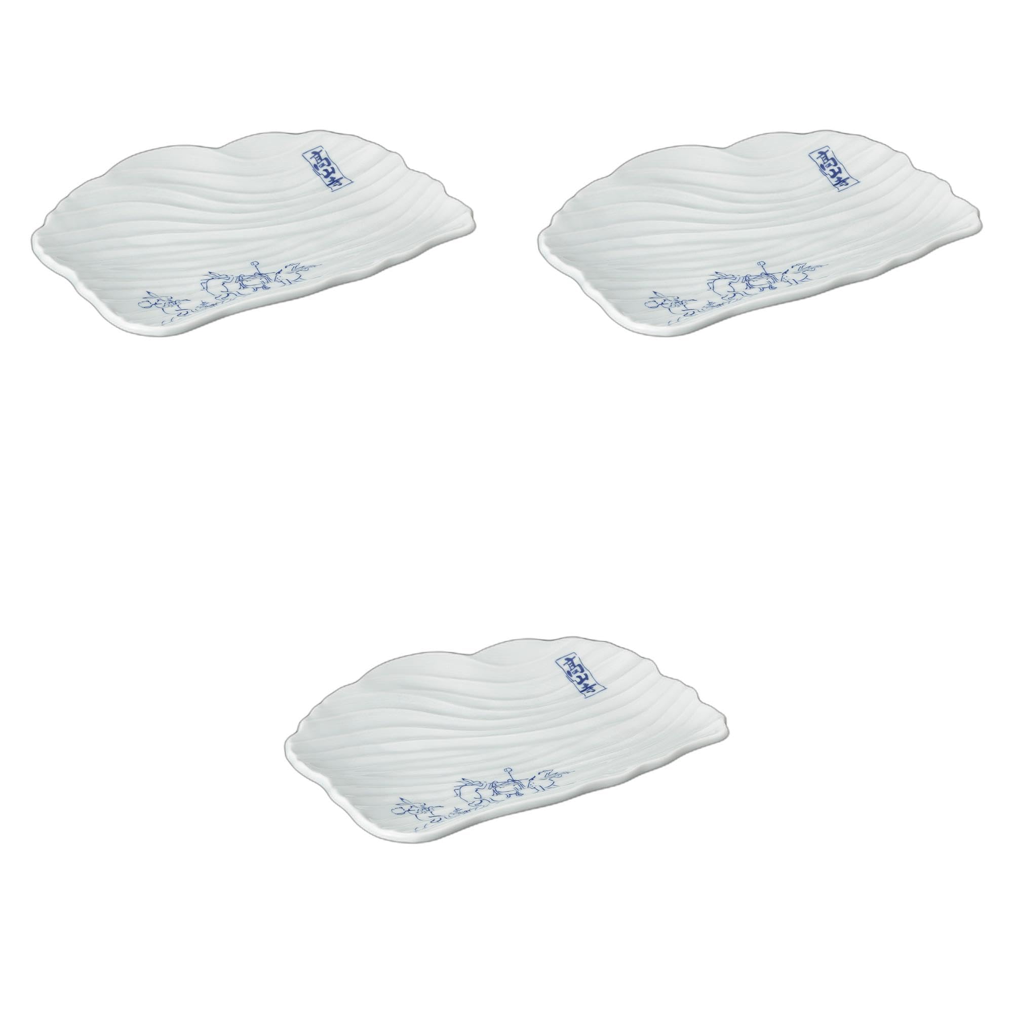 

Набор из 3 керамических тарелок с резьбой в виде волн храма Ингл Такаяма x x Тарелки из усиленной керамики от Setomonohonpo [24 17.7 3.5 см]