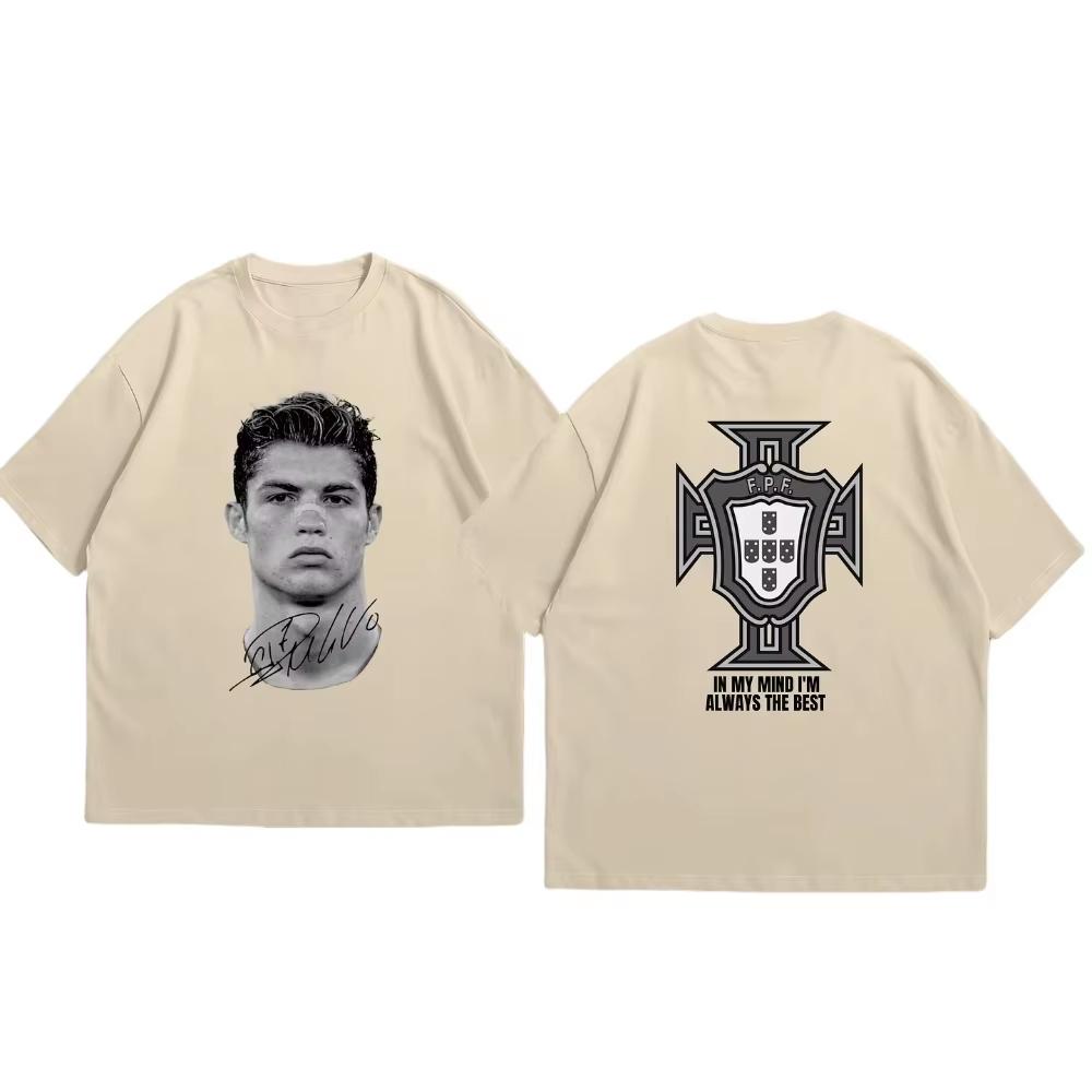 Cristiano Ronaldo Neymar Lionel Messi Football Superstar Portrait Printed Tee Men Women Cotton Loose Casual Short Sleeve Tshirt
