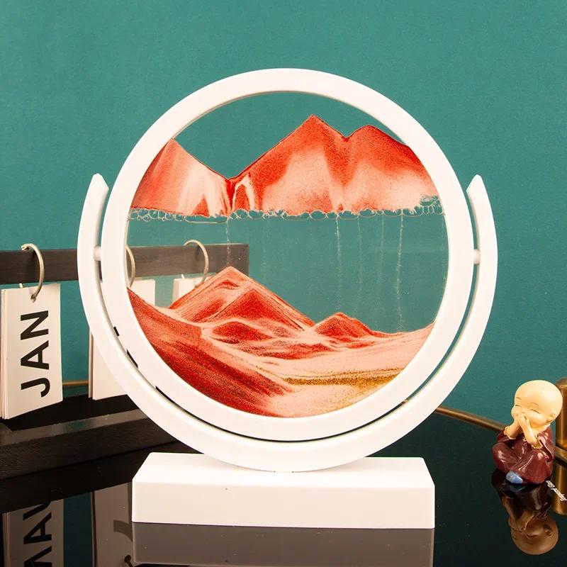 Rotatable 3D Sandscape Moving Sand Art Picture Round Glass Deep Sea Hourglass Quicksand Flowing Sand Painting Home Decor Gifts