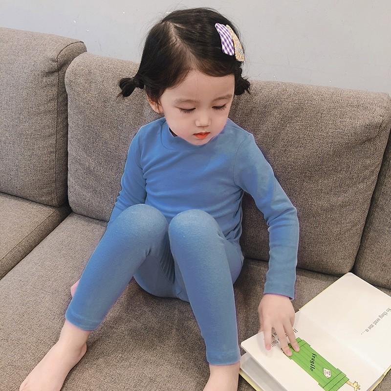 Kids Thermal Pajama Set Long Sleeve Cotton Fleece-Lined Sleepwear Boys Girls Winter A-Class Safety