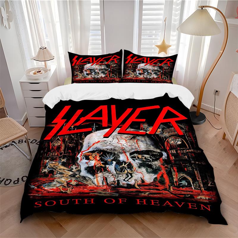 Slayer South Heaven Nadruk 3-częściowy Komplet Pościeli Poszewka na Kołdrę z 2 Poszewkami na Poduszki Domowy Prezent Urodzinowy