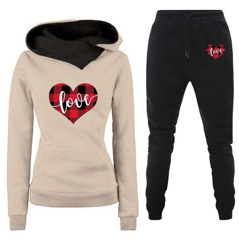 2024 Spring and Autumn Winter New Velvet Hooded Sportswear Set for Women, Hoodies, Pants, Women's Clothing