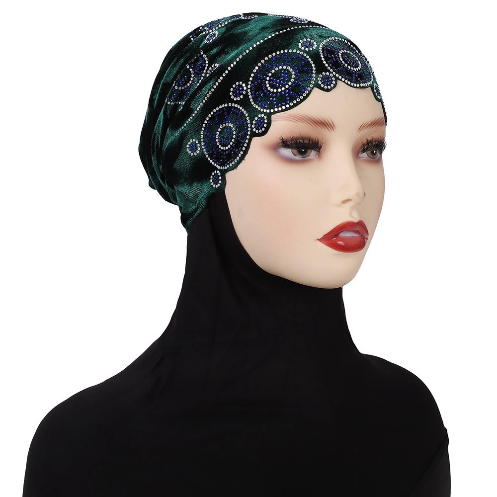 Fashion Turban Cap For Women Muslim Hijab Cap Islamic Headscarf Bonnet African Diamonds Head Wraps Bonnet Cap