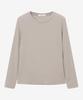Basic House Women'S Regular Fit Crew Neck Long Sleeve Tee Dark Beige Lzts3215