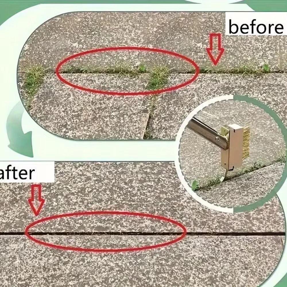 Long Handle Weeding Brush Steel Wire Bristles Scratch Brush Weed Remover Professional Use