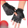 Halbfinger-Sporthandschuhe PU-Leder Herren und Damen Fingerlose Handschuhe Outdoor Motorrad Taktik Militärfan Schutz-Lederhandschuhe
