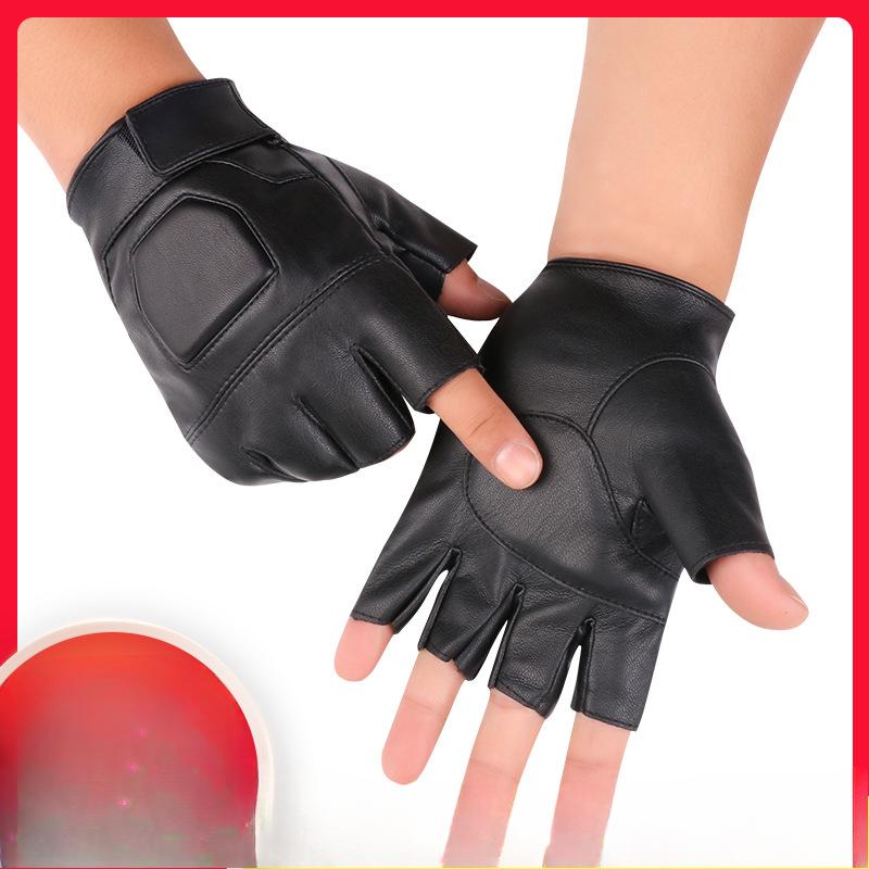 Sportovní rukavice bez prstů PU kůže Pánské a dámské Rukavice s odkrytými prsty Outdoorové Motocyklové Taktické Vojenský Fanoušek Ochranné kožené rukavice