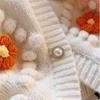 Women's Autumn Winter Flower Embroidery Knitted Cardigan Fashion Long Sleeves Contrast Color Sweater