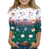 Christmas Children's 3/4 Sleeve Tops Casual  Printed Daily T Shirt Round Neck Pullover Blouse