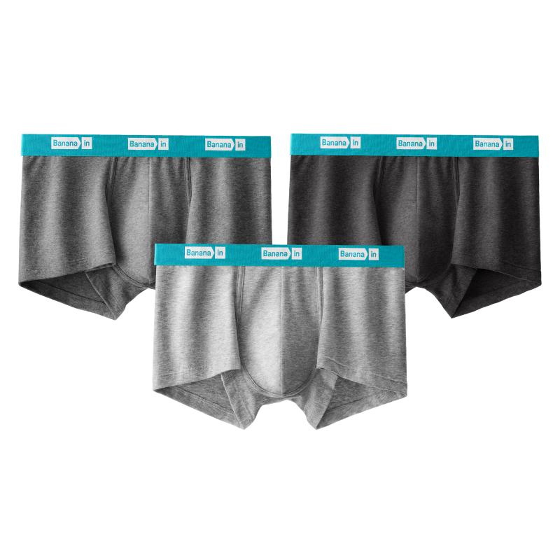 Bananain Men's 301S Combed Cotton Antibacterial Boxer Briefs (3-Pack)