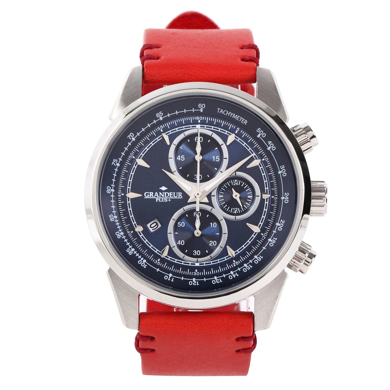 

Watch Grandeur Plus Italian Leather Band Series GRP001W6 Red [Grandeur Plus] Men s