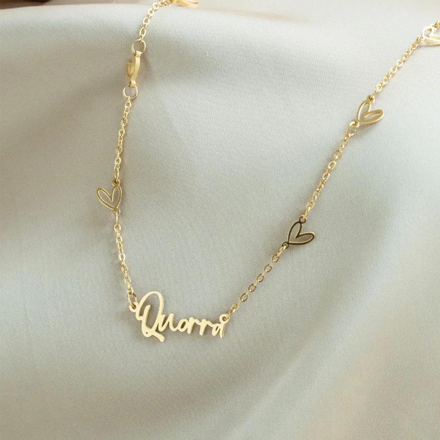 Atoztide Custom Name Necklace for Women with Heart Stainless Steel Jewelry Nameplate Choker Chain Personalized Birthday Gifts