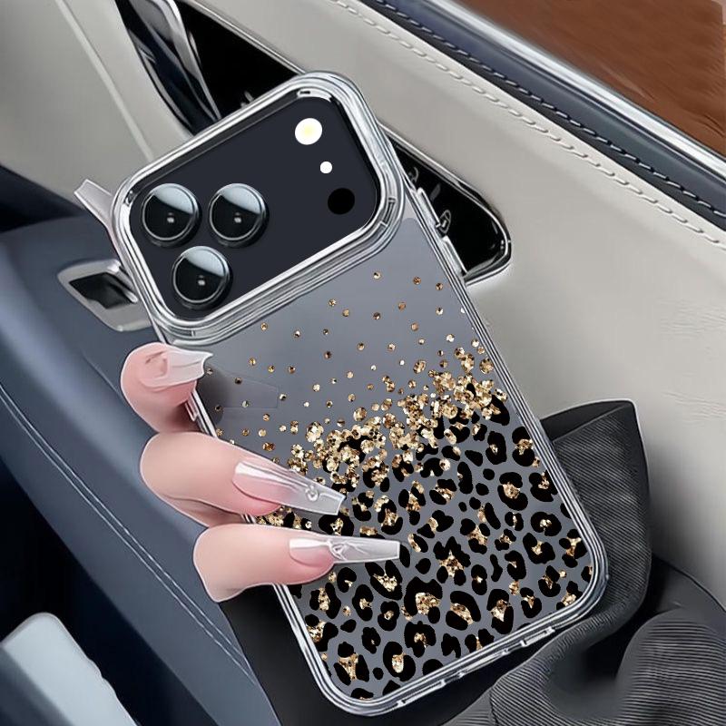 Leopard Print Case For iPhone 17 18 Pro Max Plating Lens Frame Clear Soft Phone Cover For iPhone 16 15 14 13 Pro Max 17E