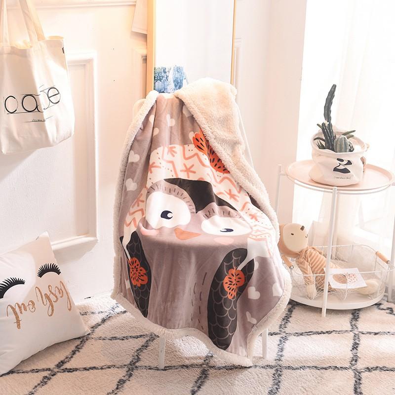 Soft Cartoon Fleece Blanket Toddlers Nap Time Double-Layer Sherpa 100x140cm Kids Bedding