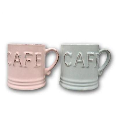 Set of 2 Vintage Classic Pastel Ceramic Mugs