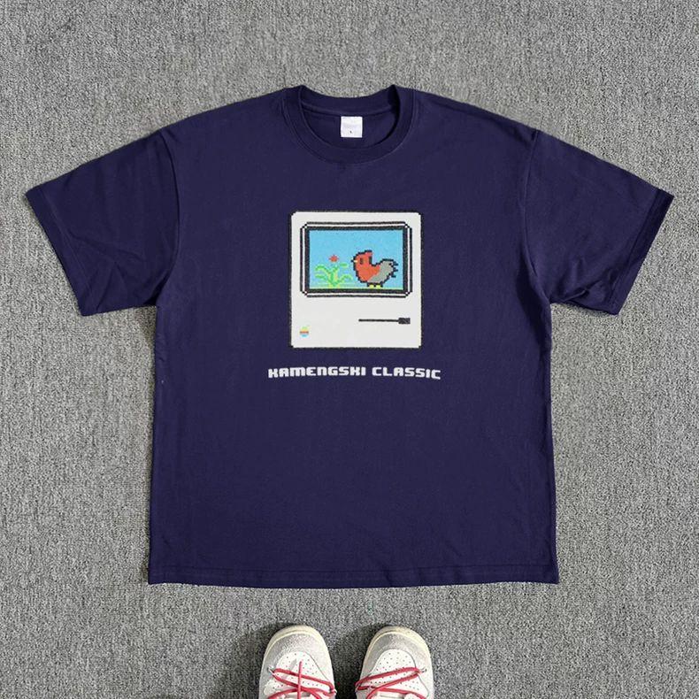 2025 New Summer American Retro Pixel Cartoon Bird Student Niche Short-sleeved T-shirt