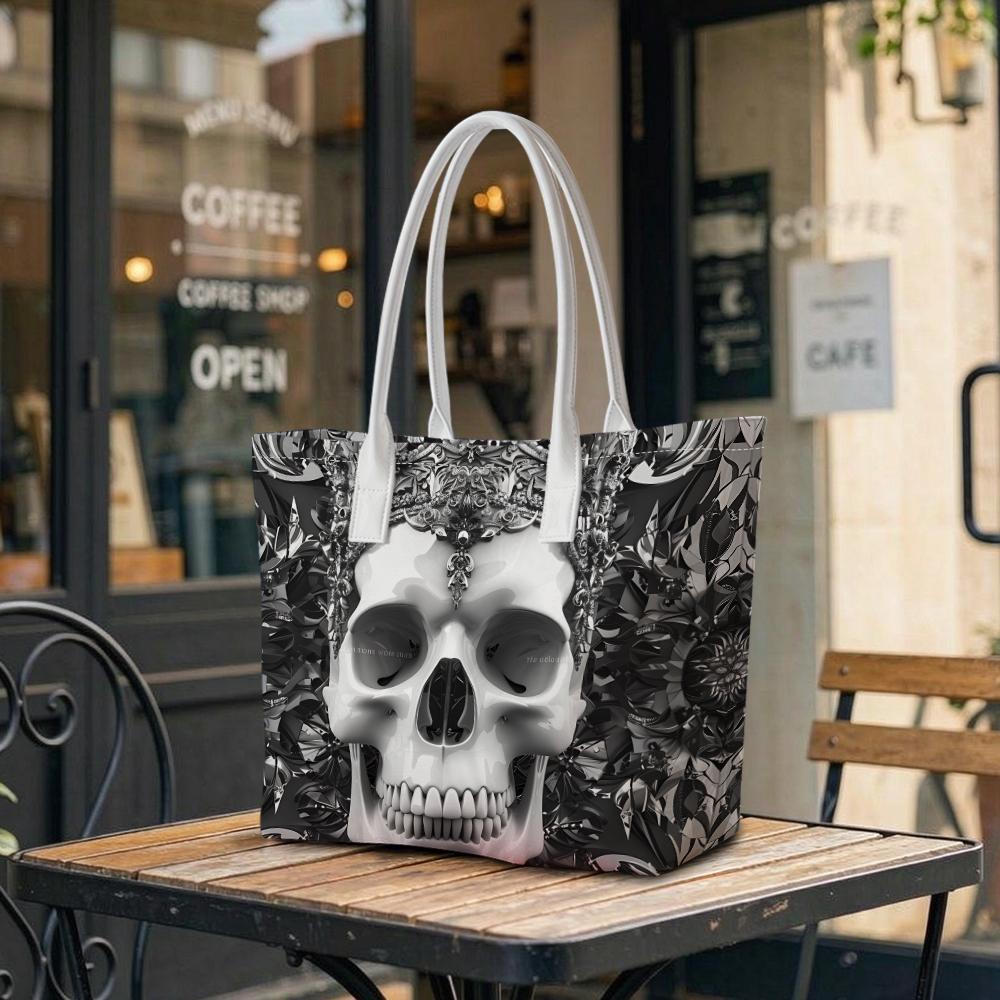 Gothic Skull Print Women Tote Bag Fashion Daily Shoulder Bag Trendy Casual Handbag