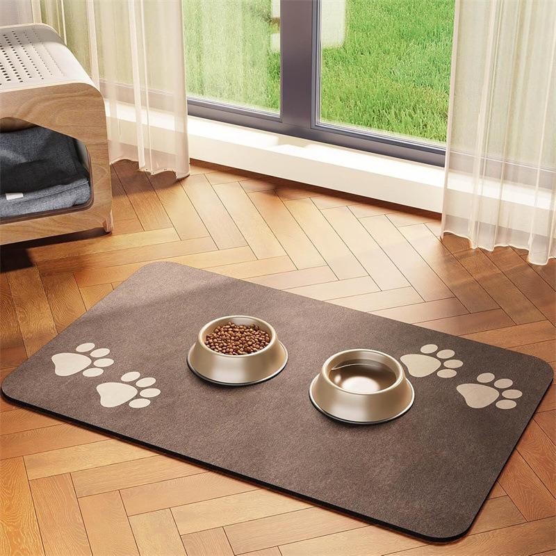Pet Feeding Mat-Absorbent Pet Placemat Rubber Backing Quick Dry Water Mat For Dog Cat For Food And Water Bowl With Waterproof