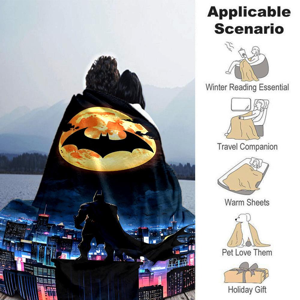 1pc Batman's Handsome Back Flannel Blanket Soft Warm Throw for Home, Office, Travel, All-Season Cozy Bedding GiftL1219