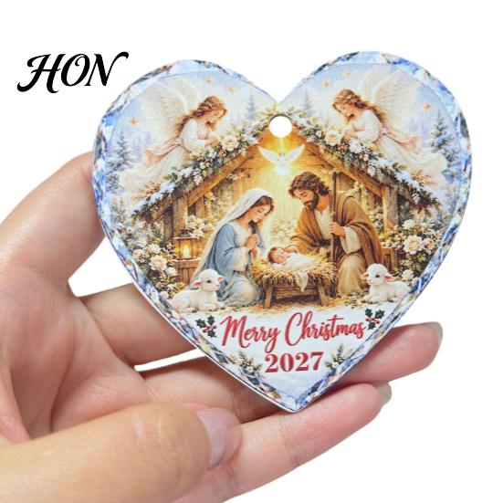 Rustic Wood Nativity Ornaments Wooden Hanging Ornament for Christmas Tree Decorations, Retro Religious Gift Tags Friends Scene Garland Decoration