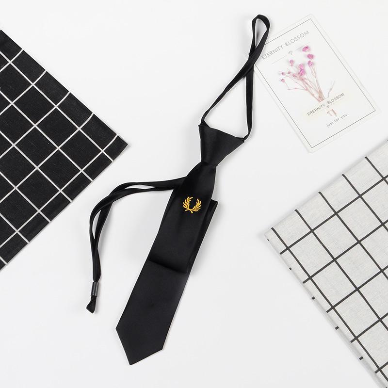 

Мужской черный узкий галстук с вышивкой короны, 5 см, дизайн с ленивой молнией