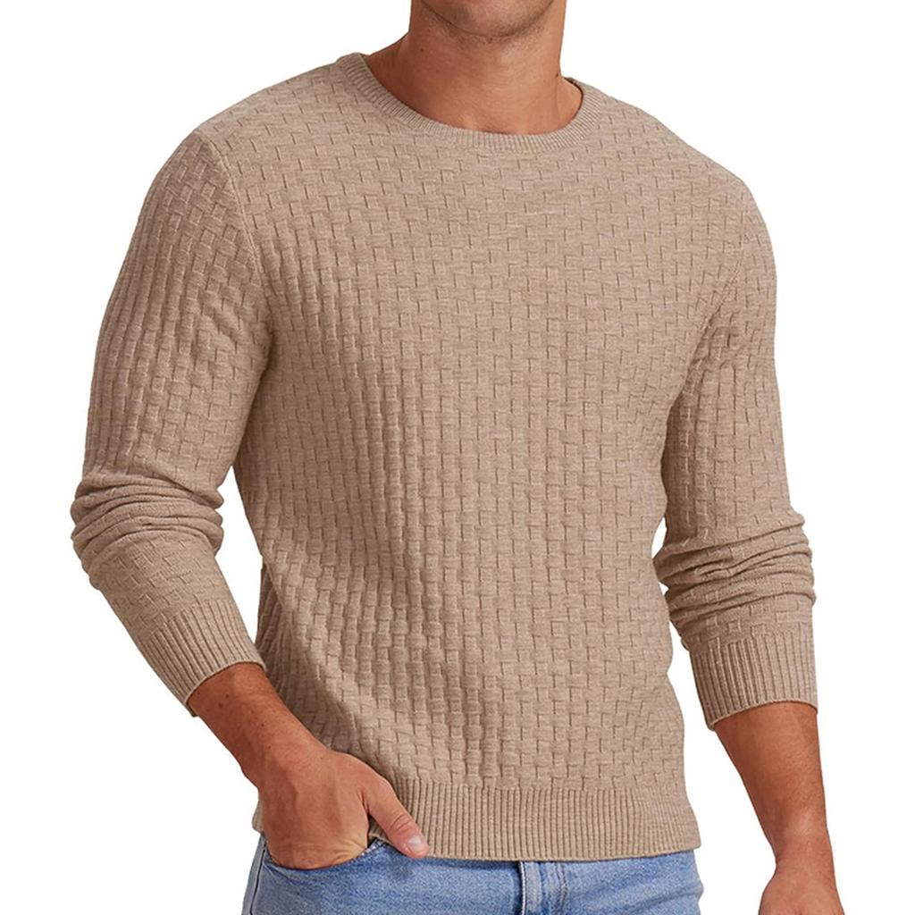 Round Neck Men's Pullover Fall And Winter Long Sleeve V-neck  Thickened Knit Base Sweater